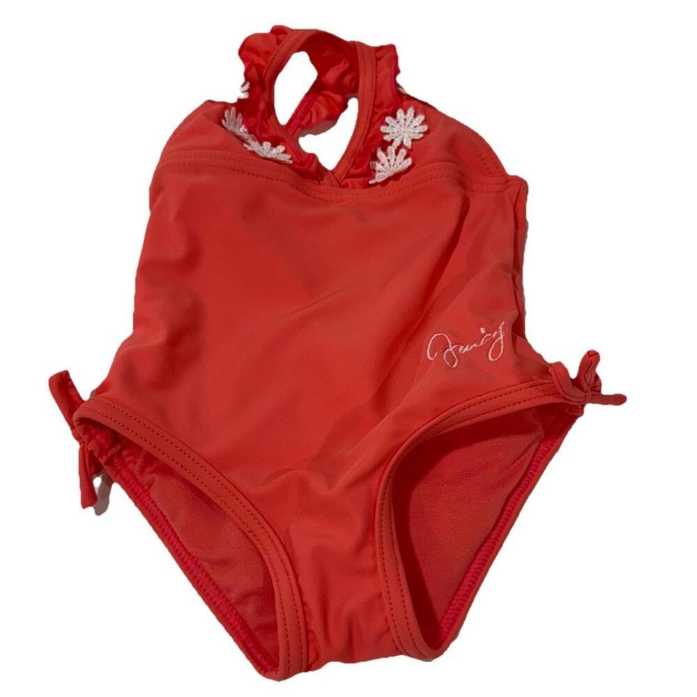 Baby Juicy Couture Girls Swim Suit Swimwear Size 3-6 Months‎ Ruffles Orange - Picture 2 of 8